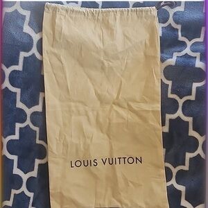 Authentic Louis Vuitton Small Drawstring Dust Bag 10.5x17.5 Beige Brown Logo